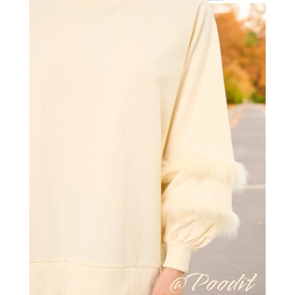 FANTASTIC FAWN feathered faux fur oversized pull over size S M L - Picture 3 of 8